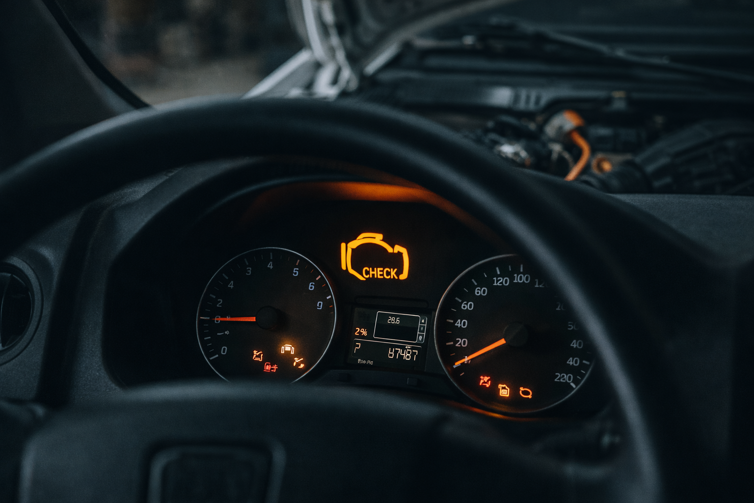 Изображение загоревшегося CHECK на панели ГАЗель NEXT